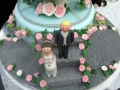 Margaret's original design - Bottom tier with claydough bride & groom, hand made stairway in grey & cobblestone path